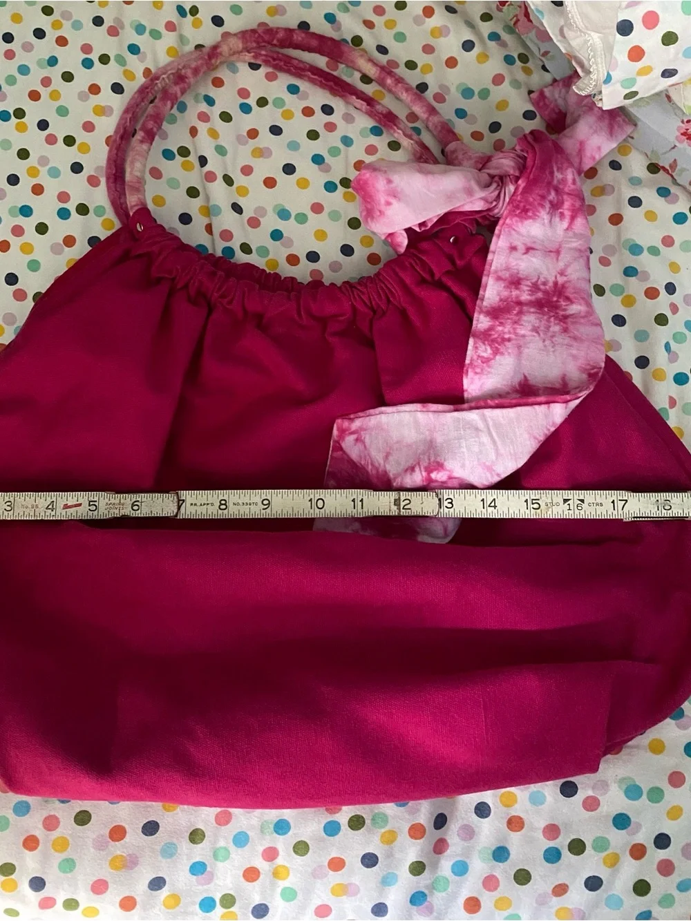 NWOT Hot Pink Women's Shoulder Bag Tie Dye Bow and Handle Accent Tote Boho